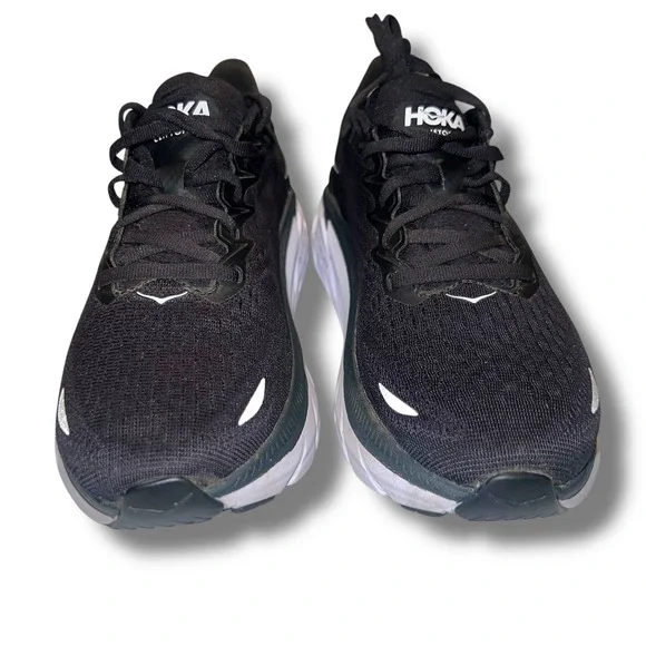 Hoka One One Clifton 8 Running Shoes Women's Size 7.5 B Black White - Picture 6 of 12